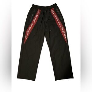 Civil Regime Black Track Pants with red Script Panels Sizd: Small NWOT